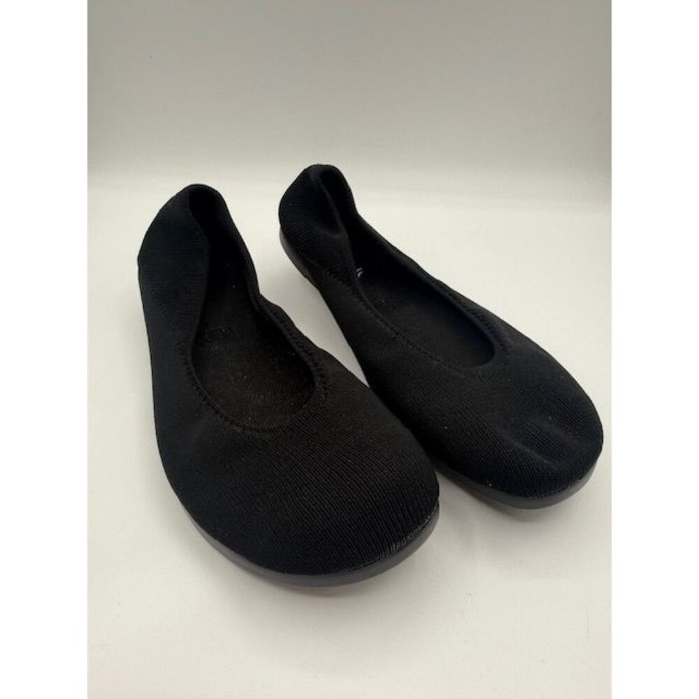 Women's Black Knit Slip-On Ballet Flats - Slip Resistant Comfort